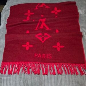 Luxurious Red Fringed Scarf